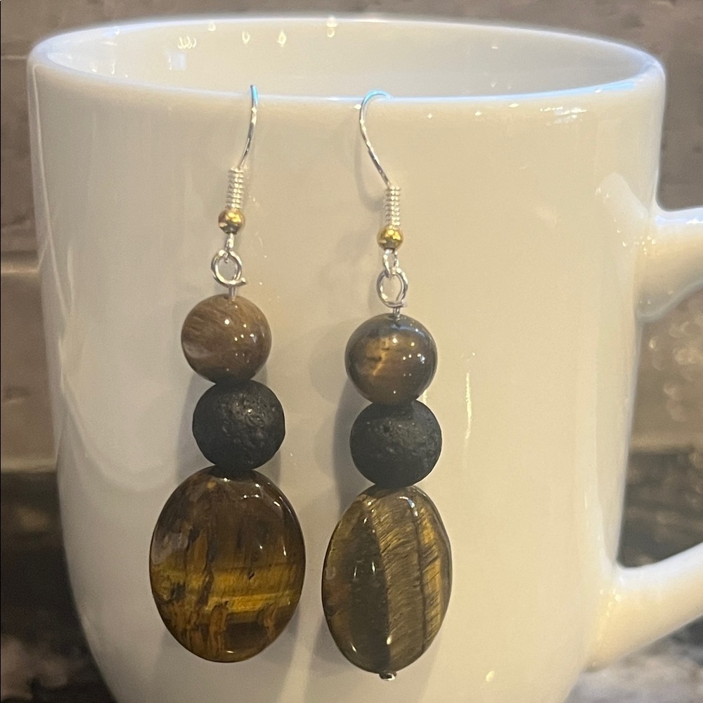 Chic Brown and Black Beaded Earrings